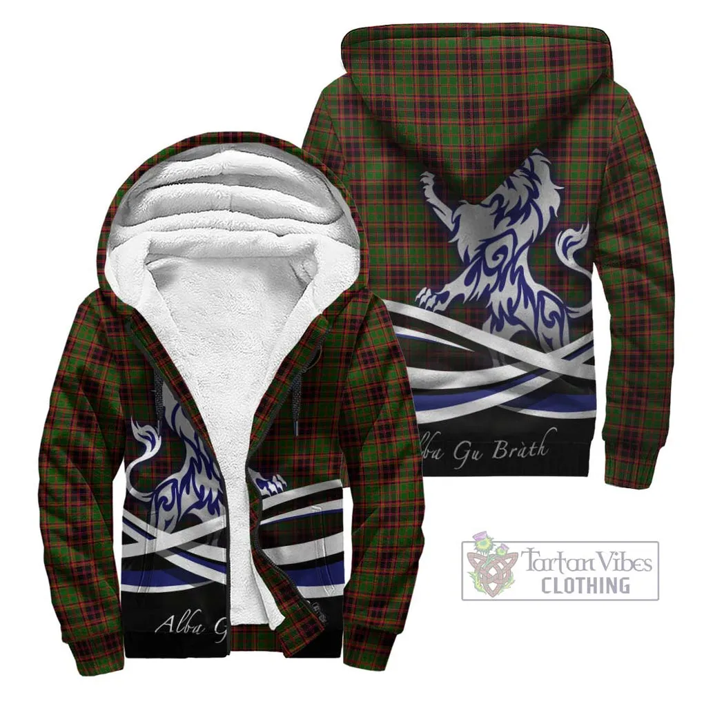 Buchan Tartan Sherpa Hoodie with Alba Gu Brath Regal Lion Emblem