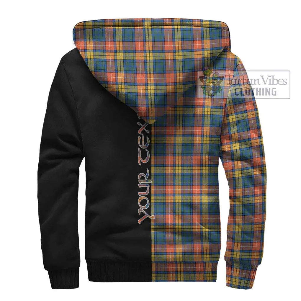 Buchanan Ancient Tartan Sherpa Hoodie with Family Crest and Half Of Me Style