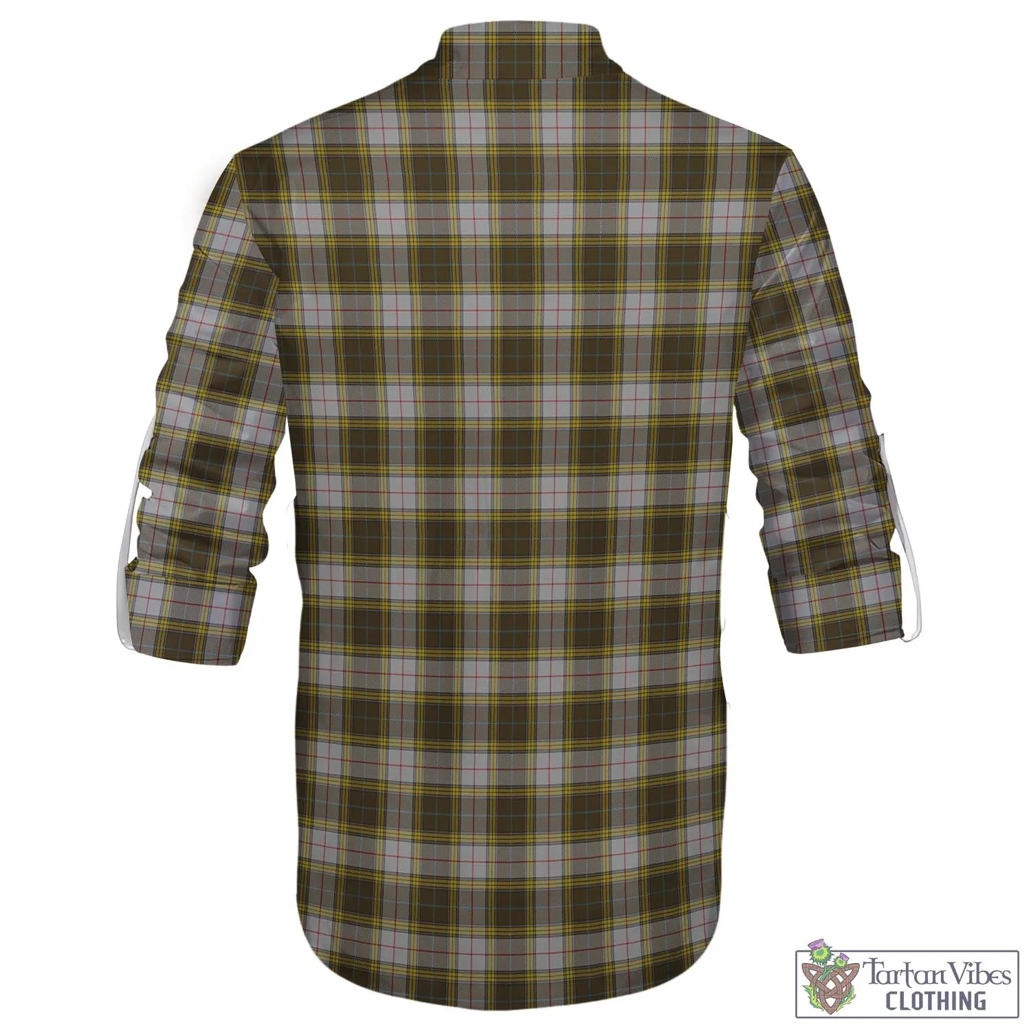 Buchanan Dress Tartan Men's Scottish Traditional Jacobite Ghillie Kilt Shirt with Family Crest