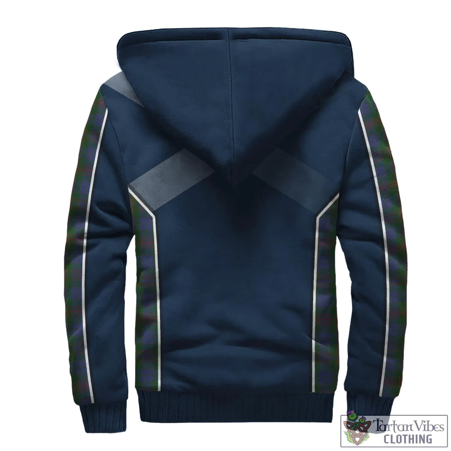 Buchanan Hunting Tartan Sherpa Hoodie with Family Crest and Scottish Thistle Vibes Sport Style