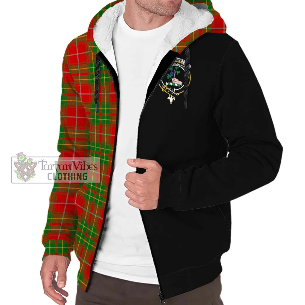 Burnett Tartan Sherpa Hoodie with Family Crest and Half Of Me Style