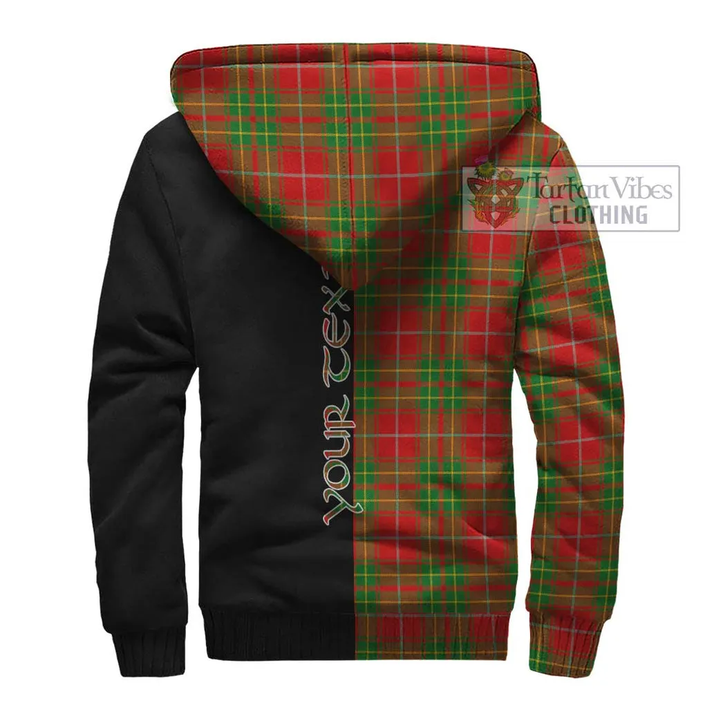 Burnett Tartan Sherpa Hoodie with Family Crest and Half Of Me Style