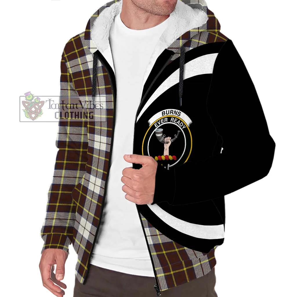 Burns Battalion Weathered Tartan Sherpa Hoodie with Family Crest Circle Style