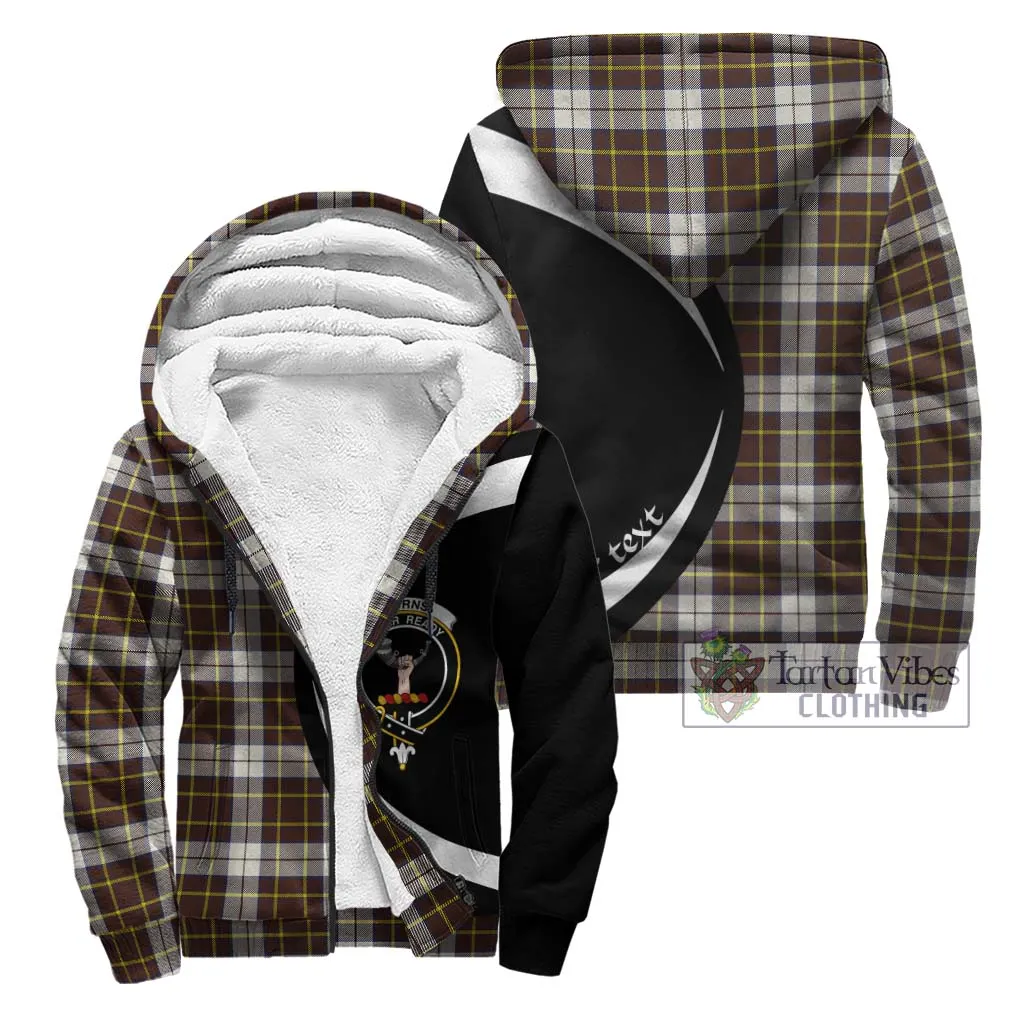 Burns Battalion Weathered Tartan Sherpa Hoodie with Family Crest Circle Style