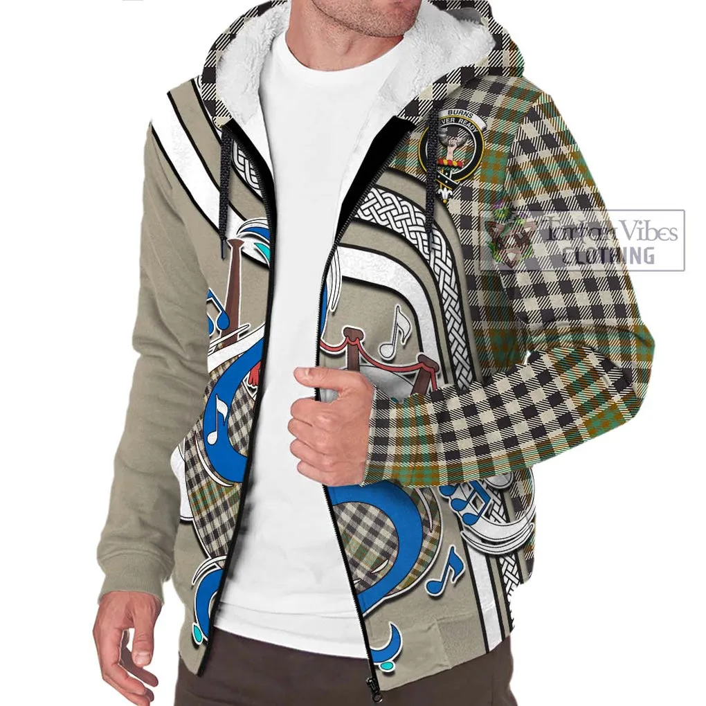 Burns Check Tartan Sherpa Hoodie with Epic Bagpipe Style