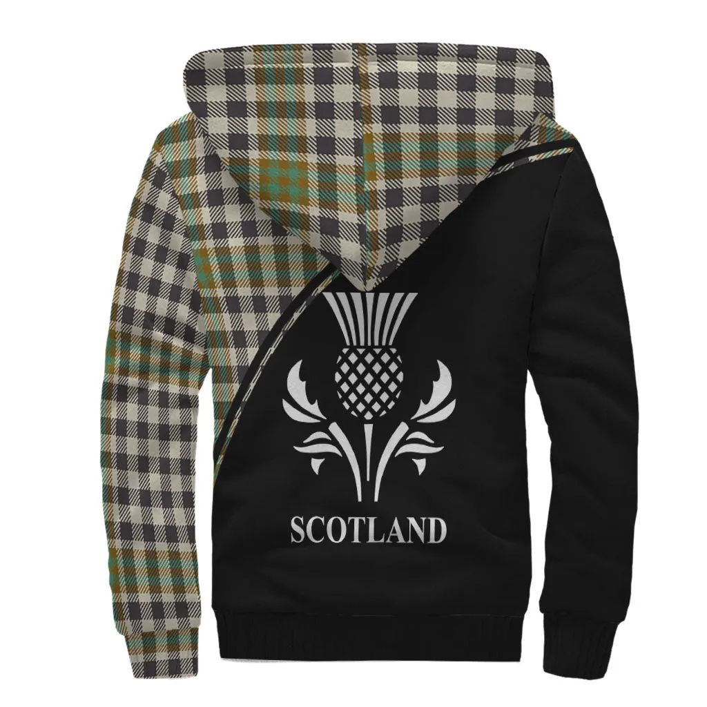 Burns Check Tartan Sherpa Hoodie with Family Crest Curve Style