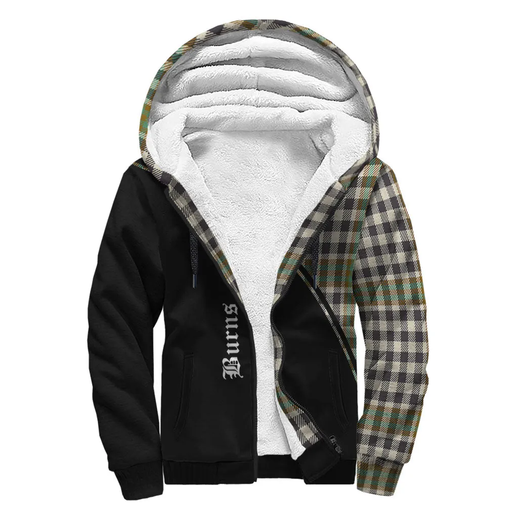 Burns Check Tartan Sherpa Hoodie with Family Crest Curve Style