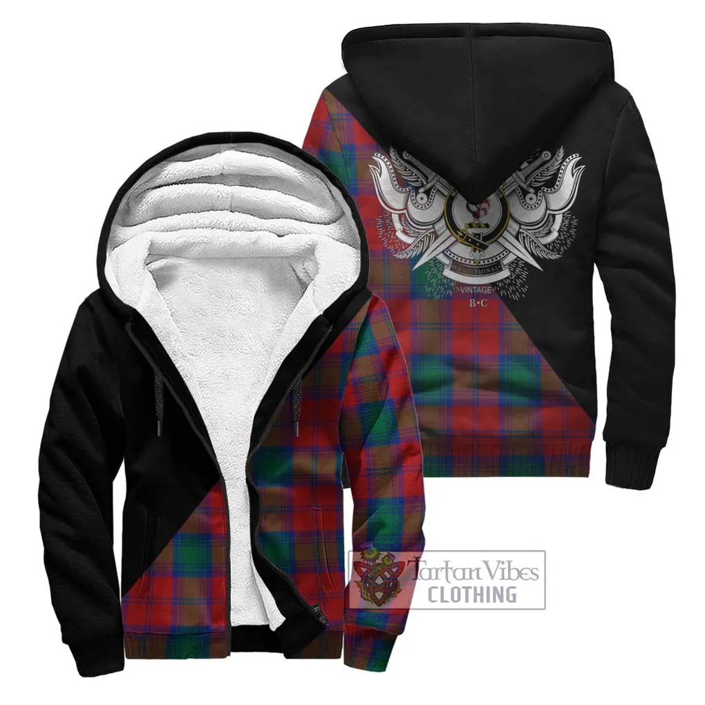 Byres (Byses) Tartan Sherpa Hoodie with Family Crest and Military Logo Style