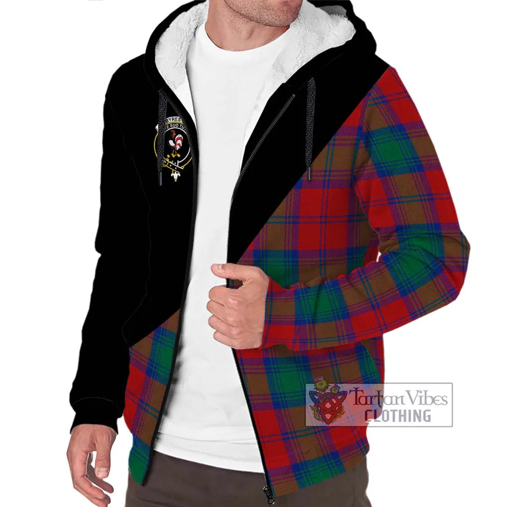 Byres (Byses) Tartan Sherpa Hoodie with Family Crest and Military Logo Style
