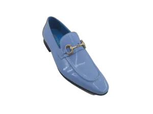 Carrucci sky blue patent leather slip-on dress Shoes Gold Buckle