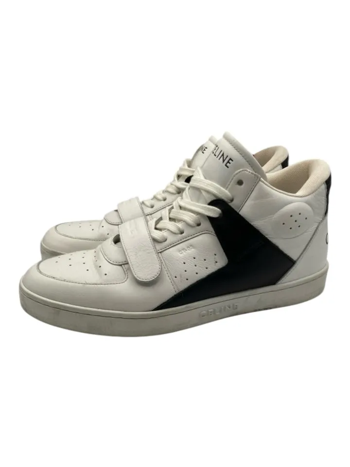 Celine Shoe Size 41 White & Black Leather Laces High Top Velcro Sneakers