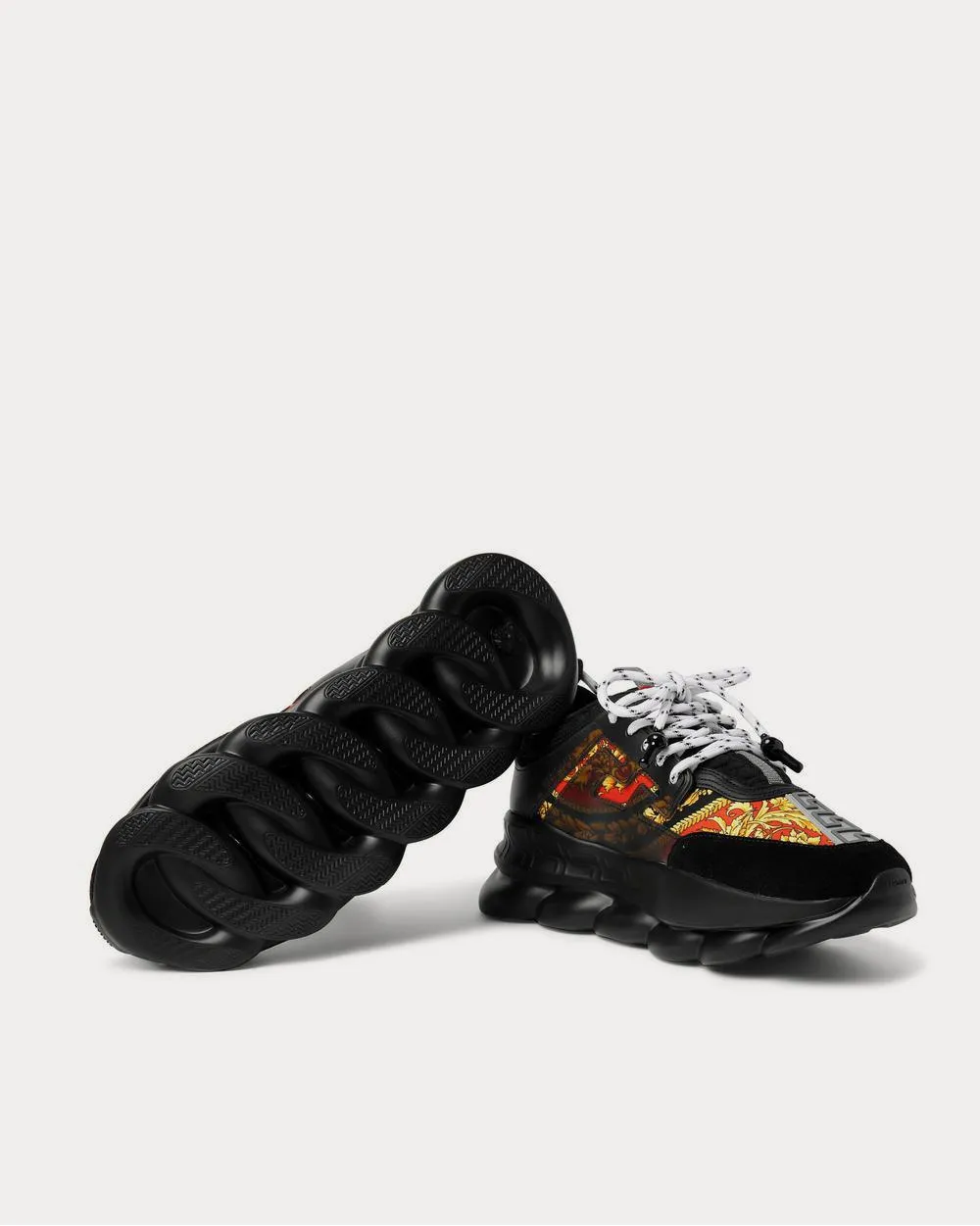 Chain Reaction Panelled Shell, Rubber and Suede  Black low top sneakers
