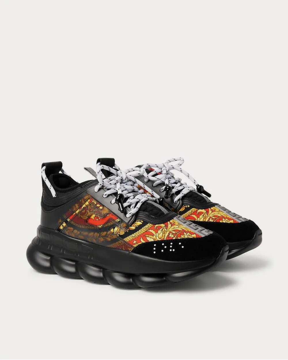 Chain Reaction Panelled Shell, Rubber and Suede  Black low top sneakers