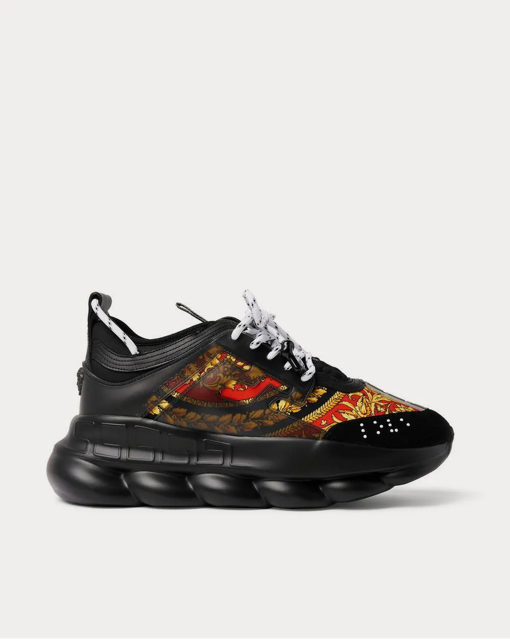 Chain Reaction Panelled Shell, Rubber and Suede  Black low top sneakers