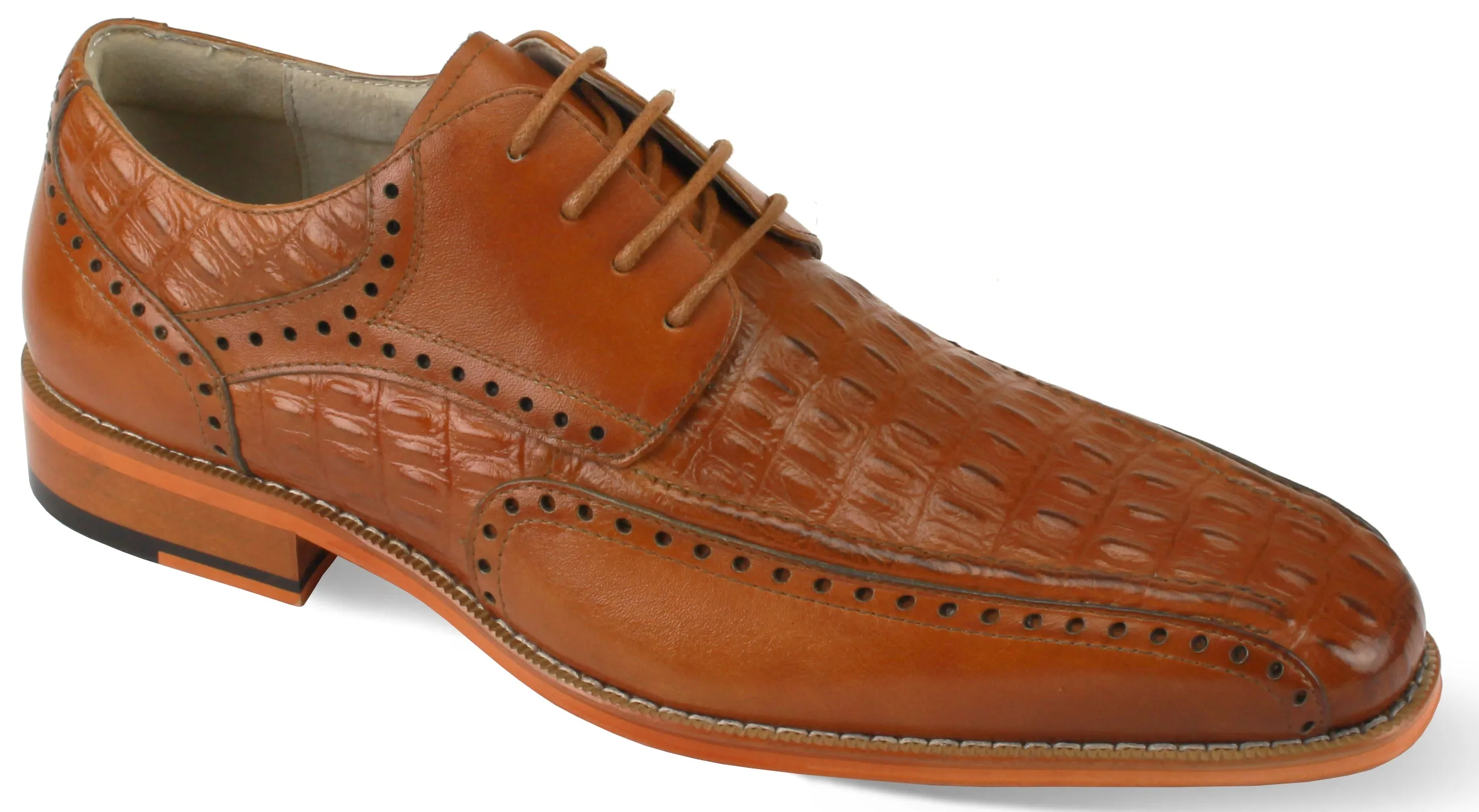 Cognac Giovanni Milford Men's Lace-Up Shoes Genuine Leather