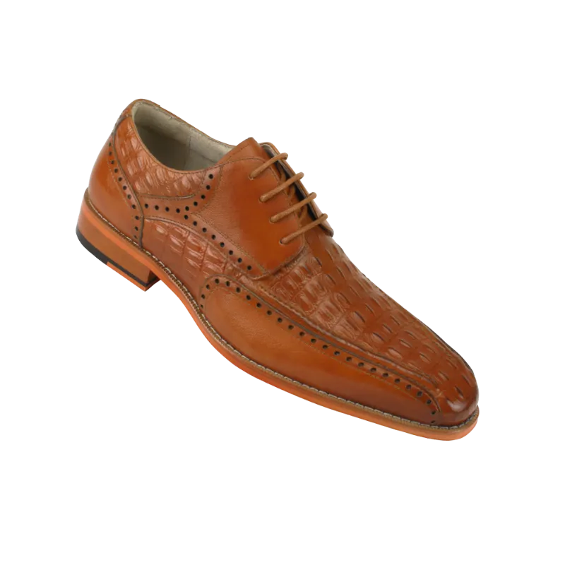 Cognac Giovanni Milford Men's Lace-Up Shoes Genuine Leather