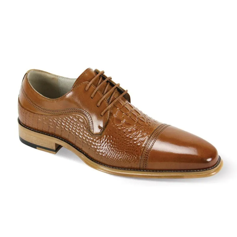 Cognac Lace-Up Men's Leather Dress Shoe - Alligator
