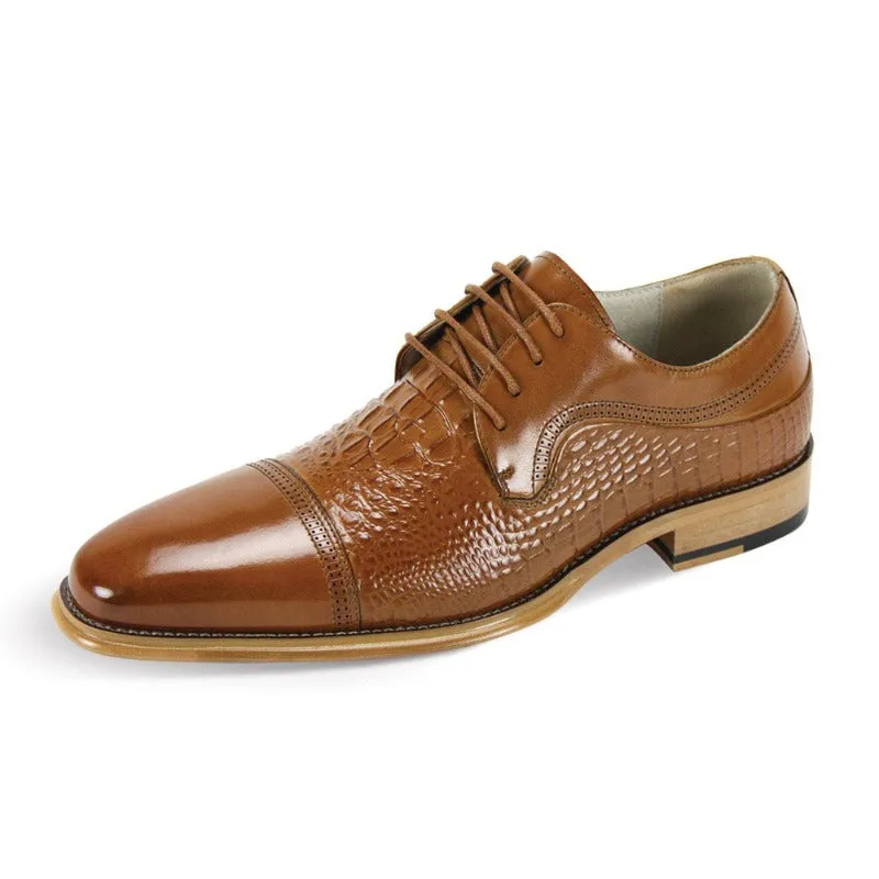 Cognac Lace-Up Men's Leather Dress Shoe - Alligator