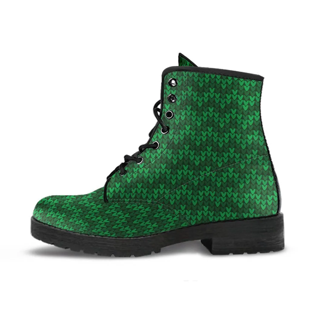 Combat Boots - Green Pattern | Boho Shoes, Handmade Lace Up Boots, Vegan Leather Lace Up Boots Women, 90s Boots, 2000s Boots, Hipster Boots