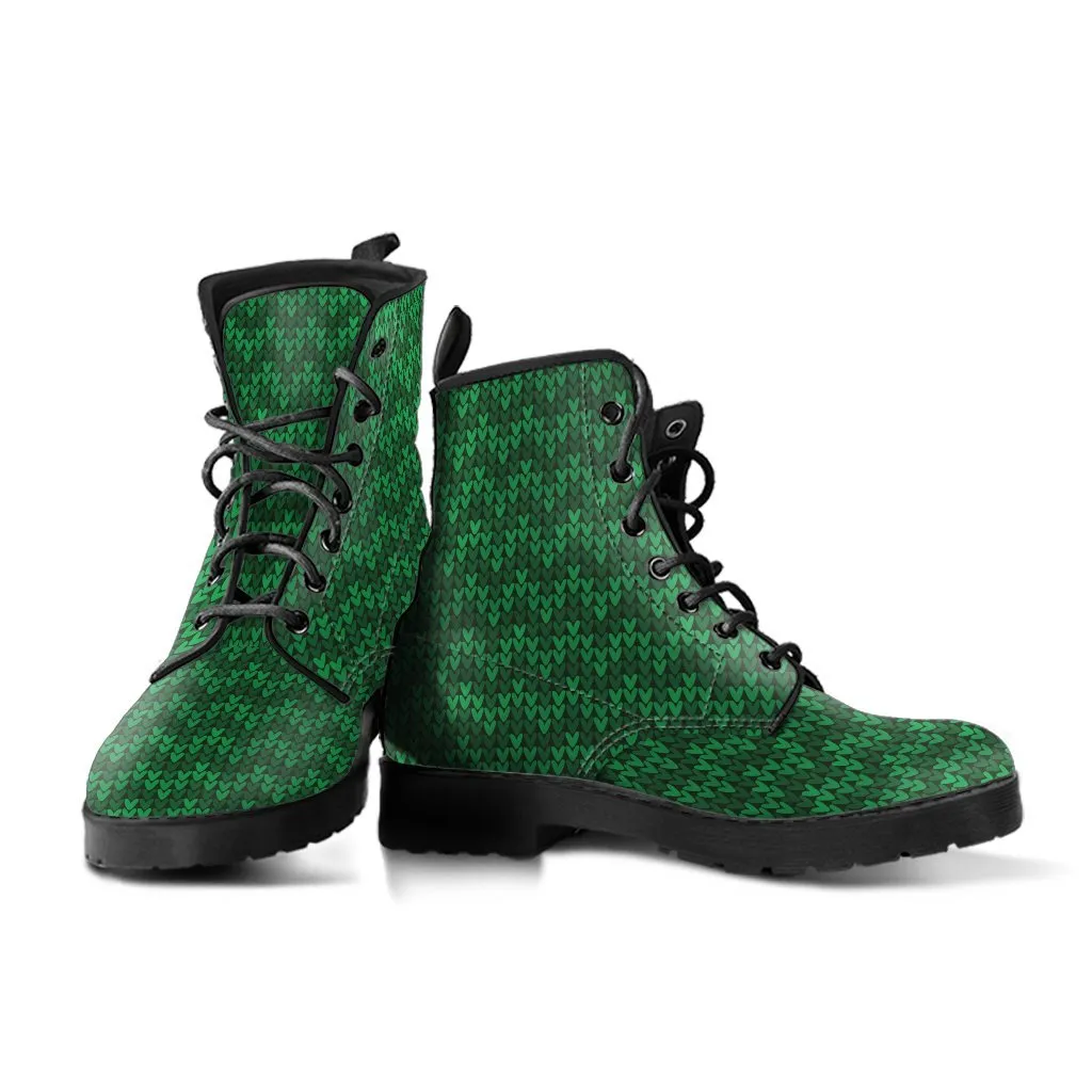 Combat Boots - Green Pattern | Boho Shoes, Handmade Lace Up Boots, Vegan Leather Lace Up Boots Women, 90s Boots, 2000s Boots, Hipster Boots