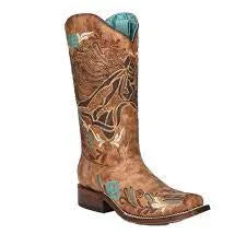 Corral Boots Ladies Sand Horse Inlay Iridescent Boots