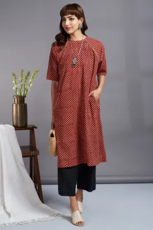 crimson craze - drop shoulder modern tunic with pockets