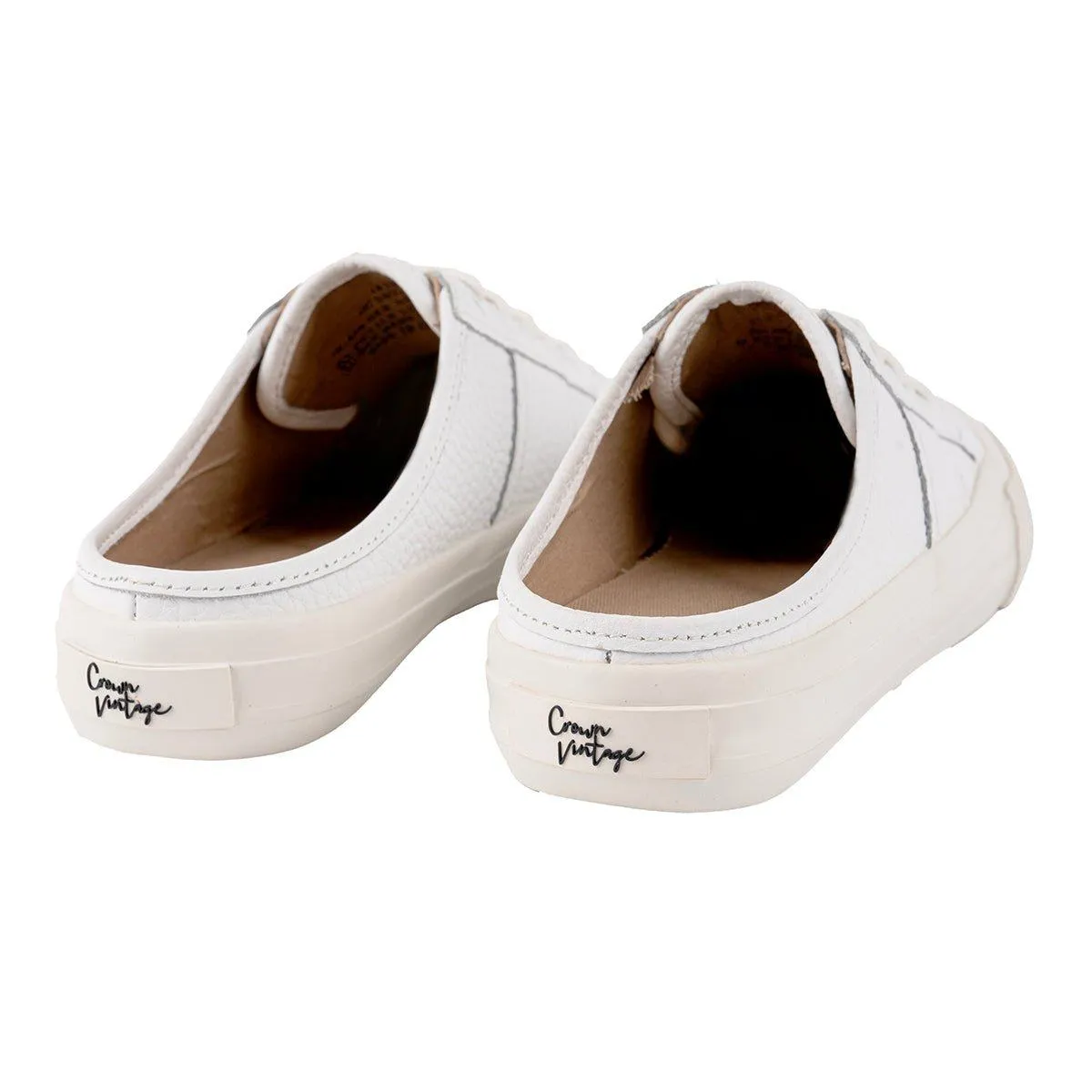 Crown Vintage Floraine Mules Low-Top Sneakers Fabric White Colour For Women