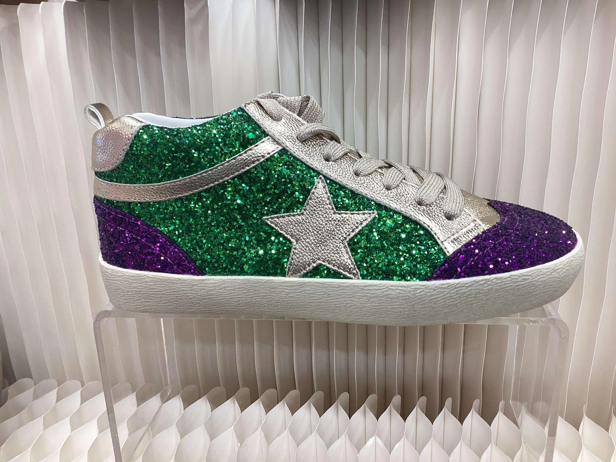 Daisy- Mardi Gras Glitter High Top