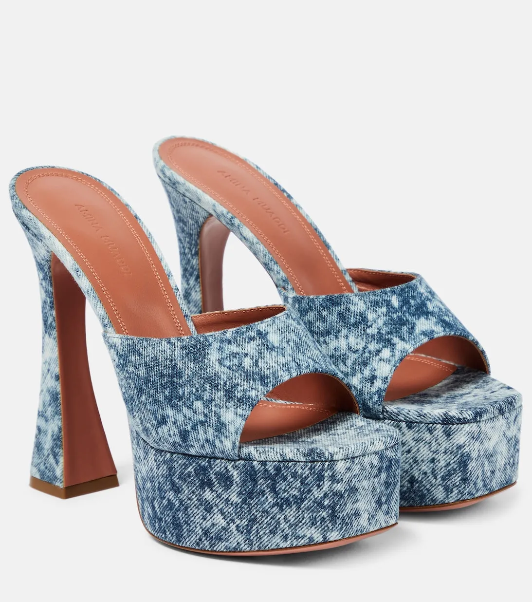 Dalida Amina Muaddi Denim Platform Mules, Blue