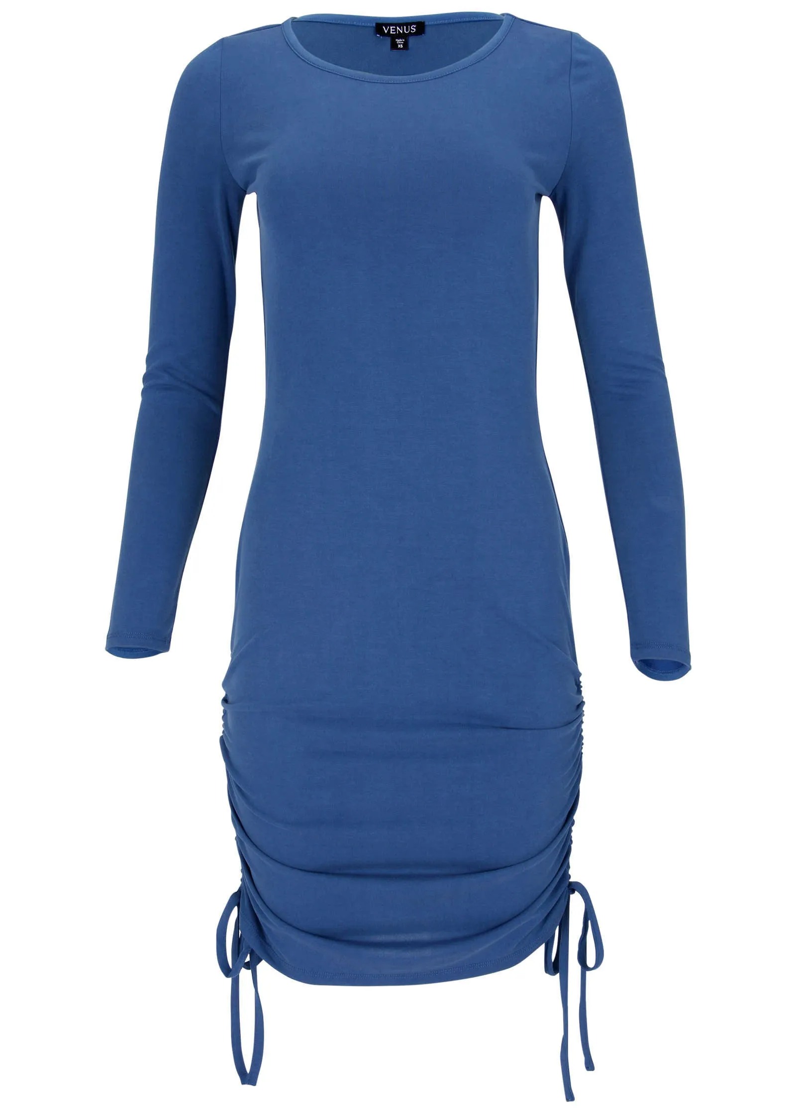 Drawstring Ruched Mini Dress - Sodalite Blue