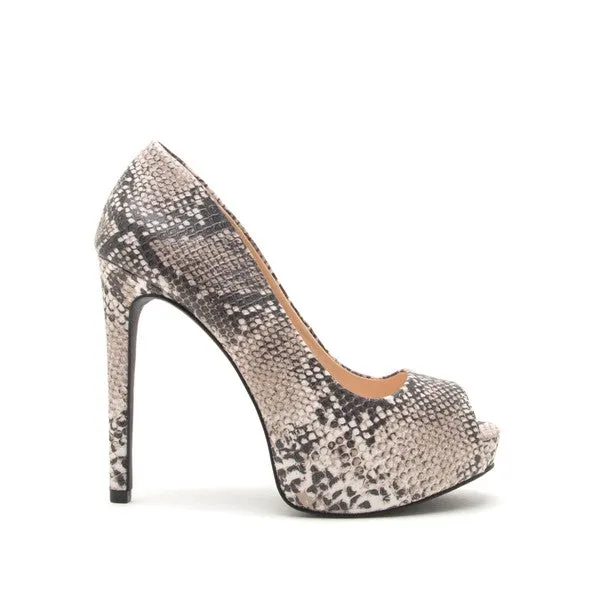 DYNAMITE Snakeskin Platform Heels