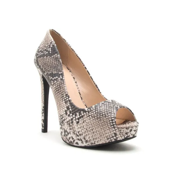 DYNAMITE Snakeskin Platform Heels