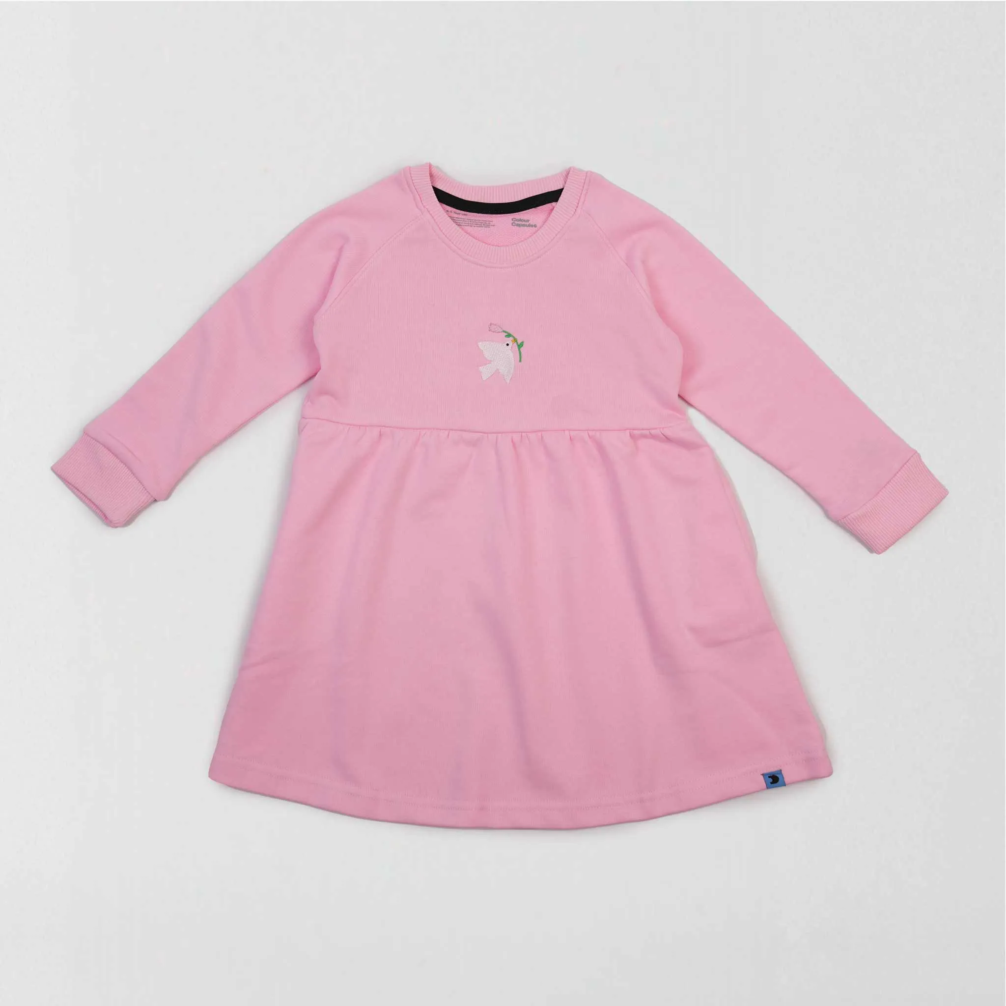 Embroidered Dove Long Sleeve Pocket Dress
