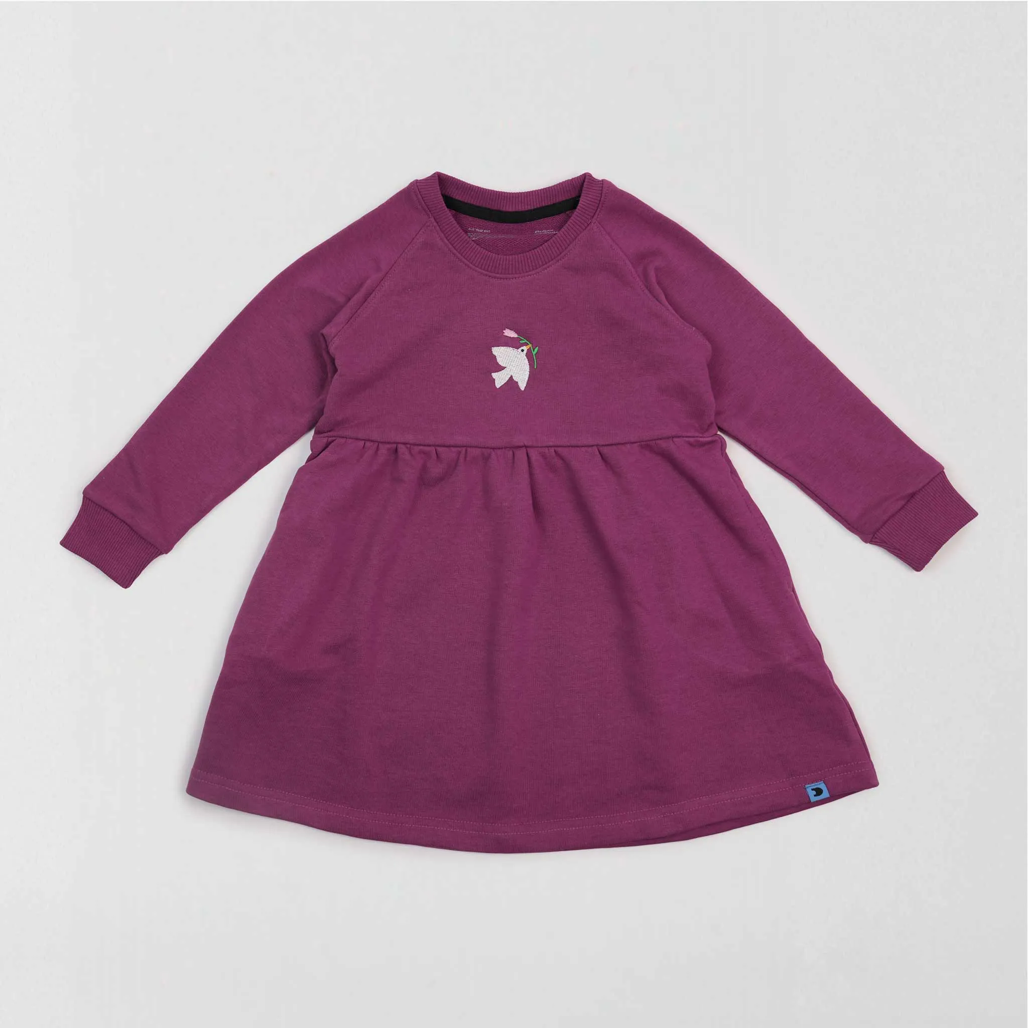 Embroidered Dove Long Sleeve Pocket Dress