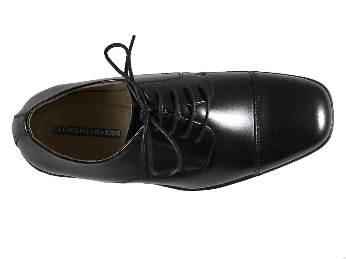 Florsheim 25586 Lace-Up Boy's Shoe - Cap Toe- Oxford- Black