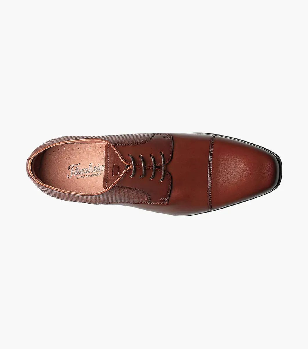 Florsheim Mens 3E Wide Width Cap Toe Dress Shoes-Cognac