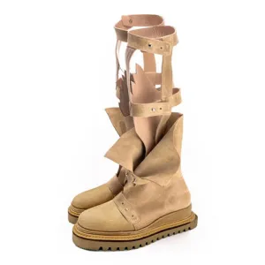 Fly with Me gladiator beige leather boots