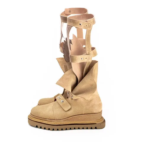 Fly with Me gladiator beige leather boots