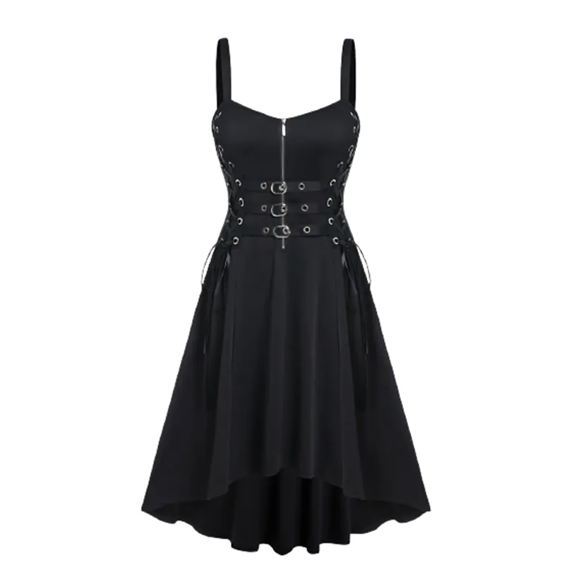 Funki Buys | Dresses | Women's Gothic Punk Strappy Midi Dress