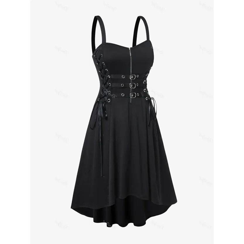 Funki Buys | Dresses | Women's Gothic Punk Strappy Midi Dress