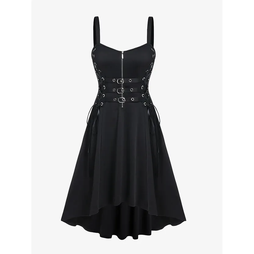 Funki Buys | Dresses | Women's Gothic Punk Strappy Midi Dress