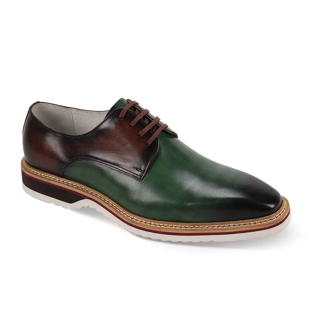 Giovann Reggie Green/Brown Men's Lace Up Tow-Tone Casual Shoes