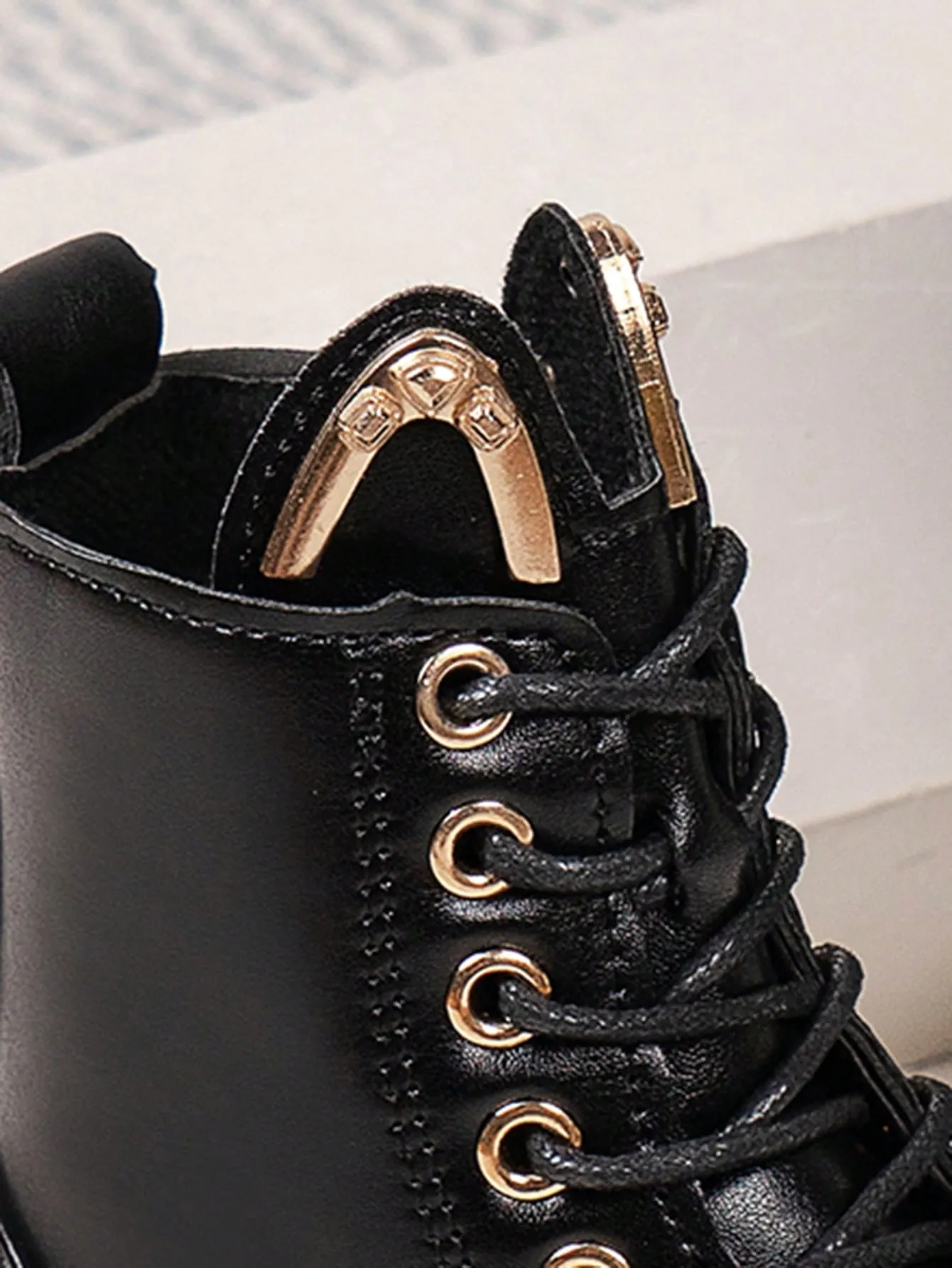 Girls Metal Decor Side Zipper Boots-FD