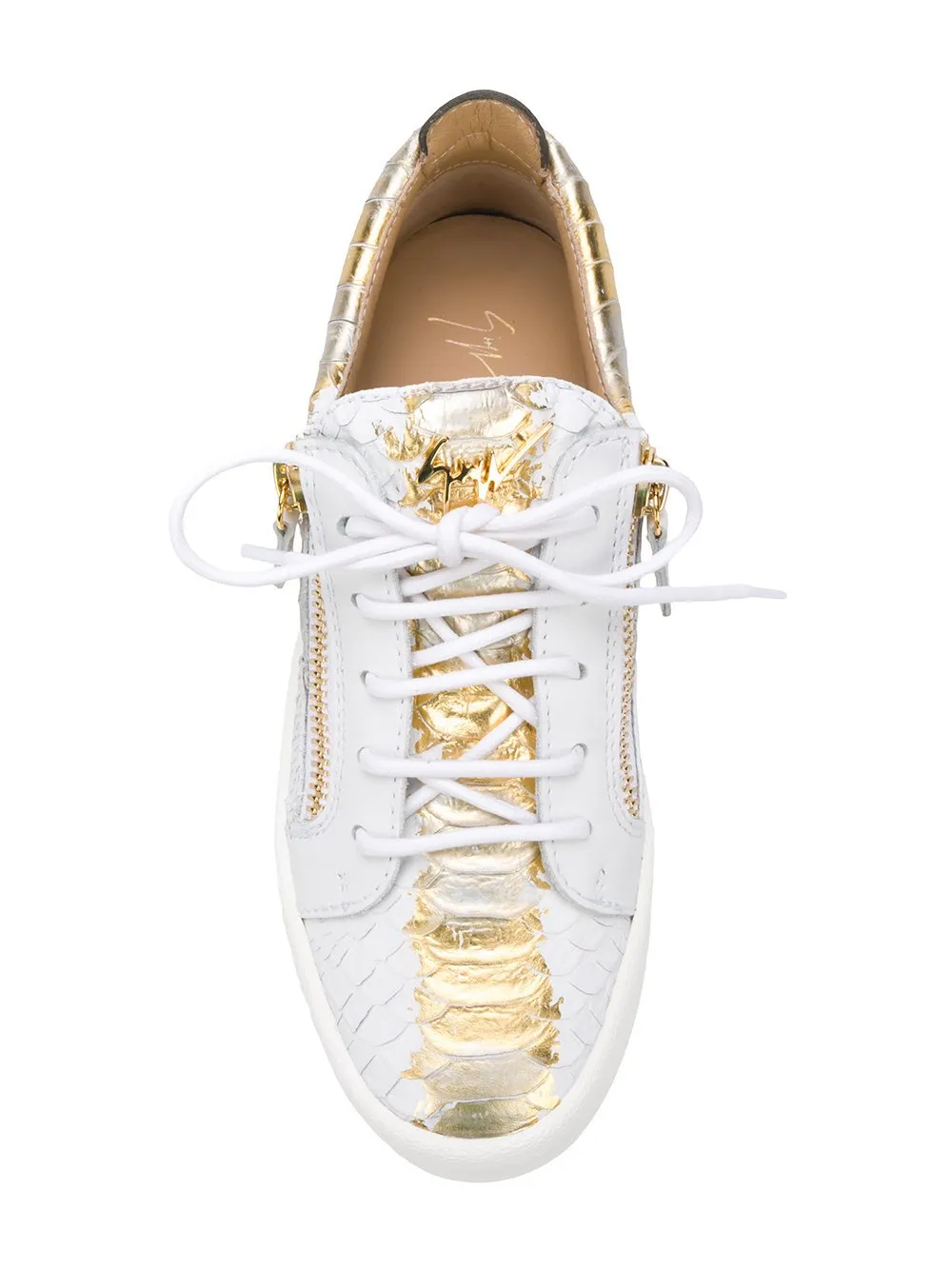 GIUSEPPE ZANOTTI Gail Metallic Low Top Women's Sneaker, White/ Gold