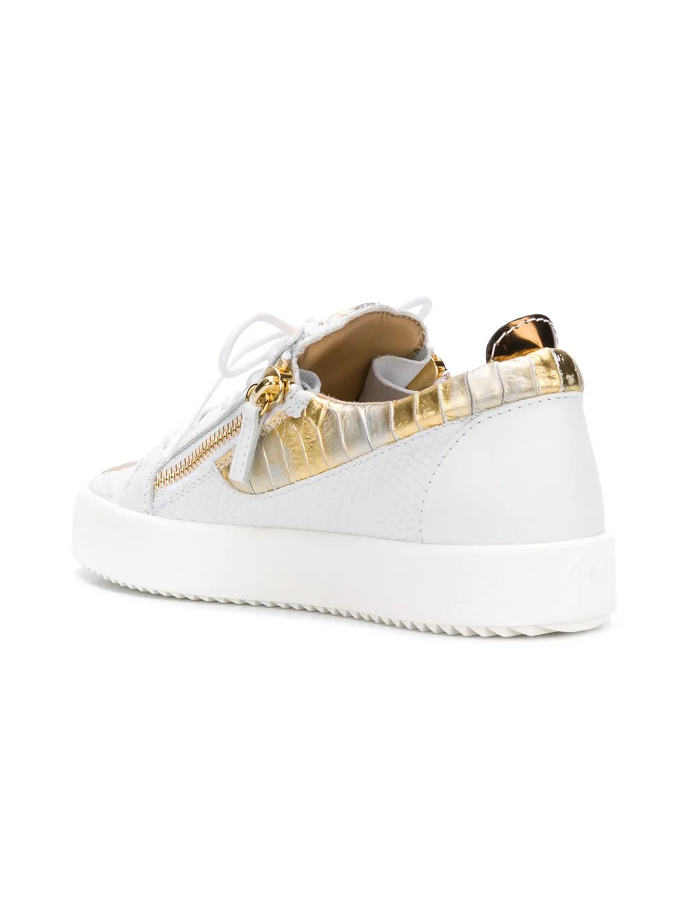 GIUSEPPE ZANOTTI Gail Metallic Low Top Women's Sneaker, White/ Gold