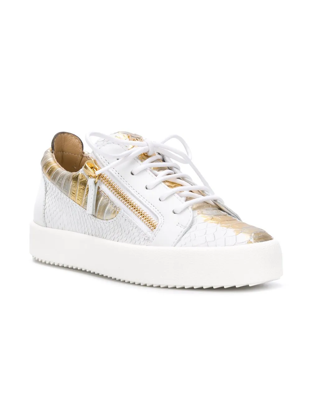 GIUSEPPE ZANOTTI Gail Metallic Low Top Women's Sneaker, White/ Gold