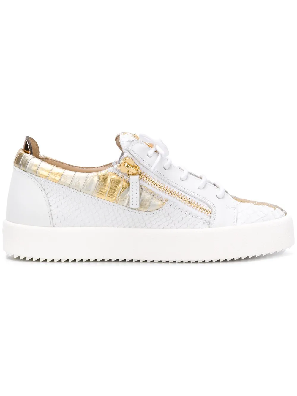 GIUSEPPE ZANOTTI Gail Metallic Low Top Women's Sneaker, White/ Gold