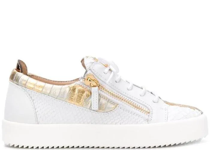 GIUSEPPE ZANOTTI Gail Metallic Low Top Women's Sneaker, White/ Gold
