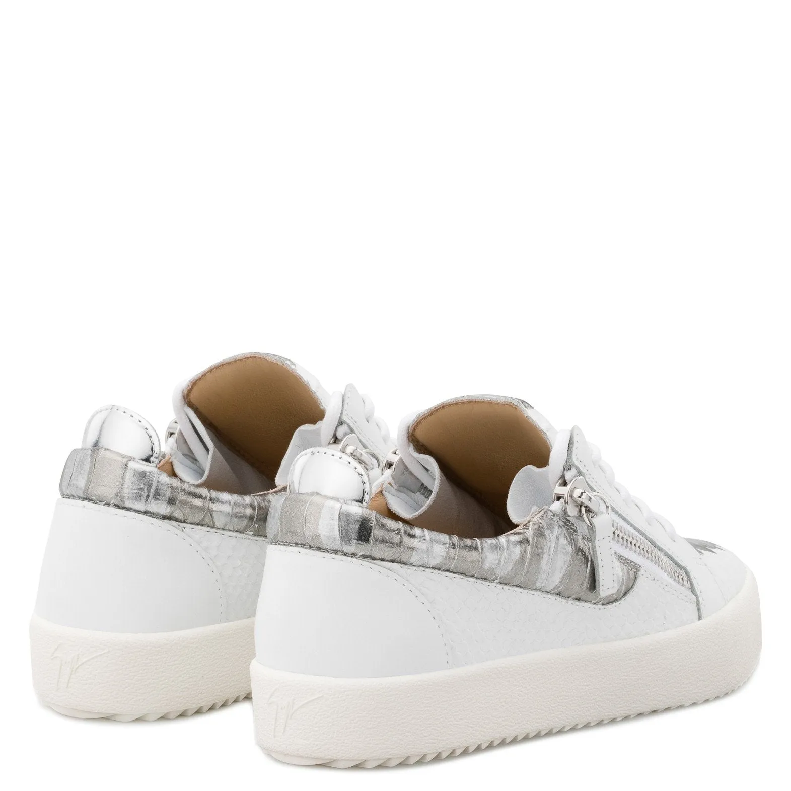 GIUSEPPE ZANOTTI Gail Metallic Low Top Women's Sneaker, White/ Silver