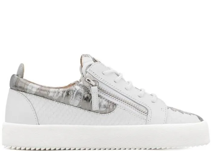 GIUSEPPE ZANOTTI Gail Metallic Low Top Women's Sneaker, White/ Silver